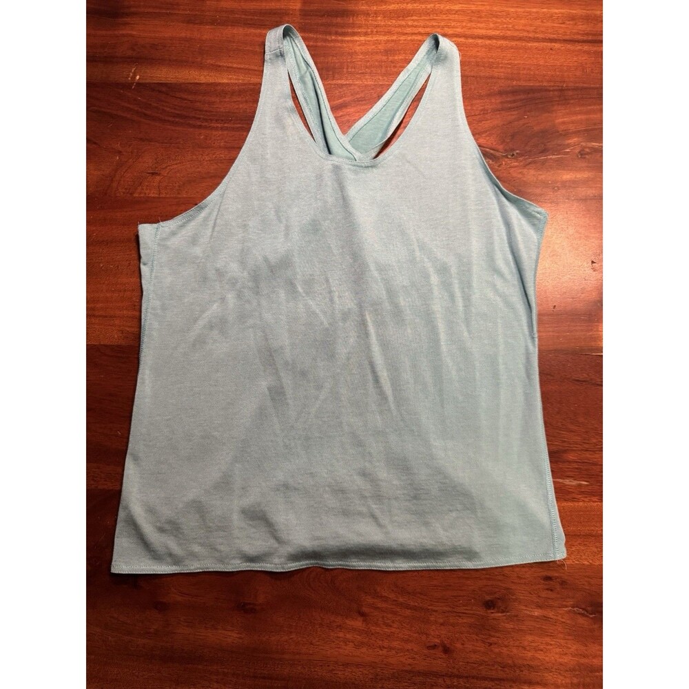 Vintage Carole Little St Tropez Tank Top L Blue Aqua Strappy Criss Cross Back